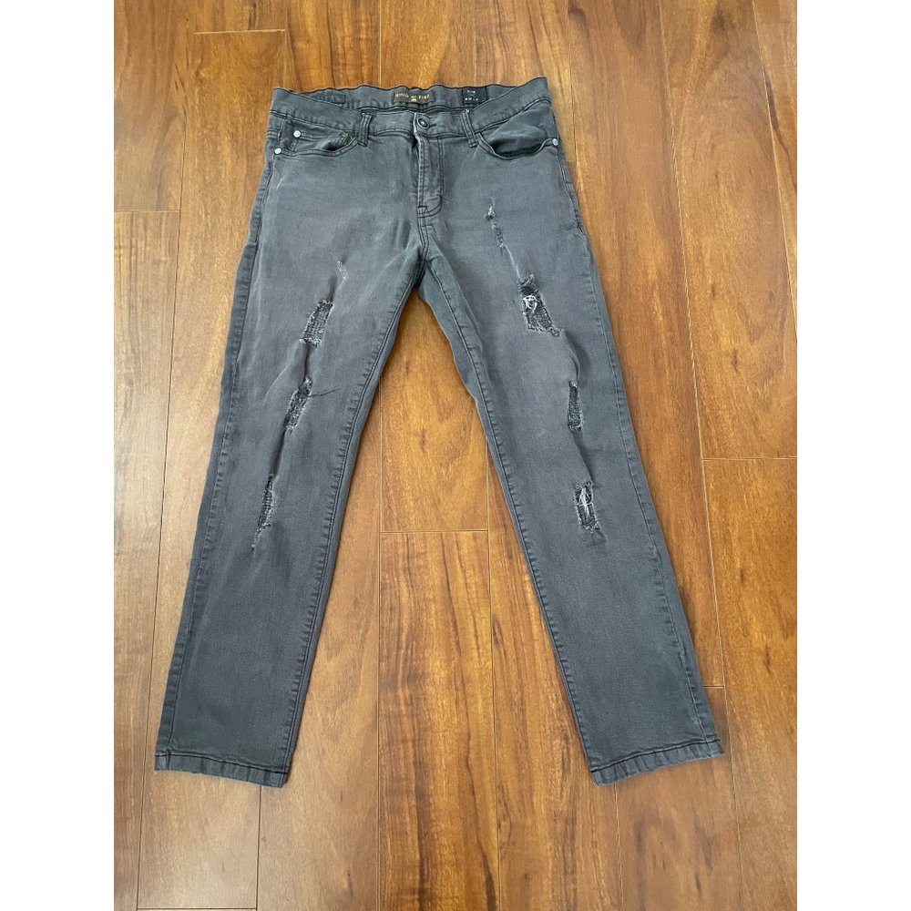 RING OF FIRE SLIM Distressed Destructed Pants Men Gray Size W33 L30 - Picture 2 of 12